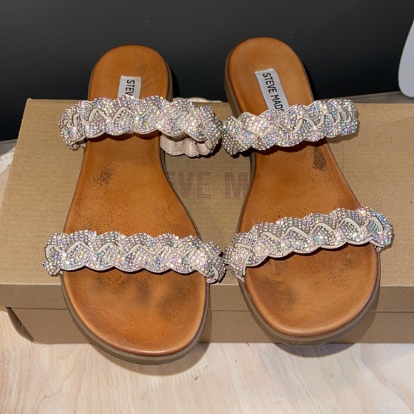 STEVE MADDEN RHINESTONE BRAIDED SANDALS - Picture 2 of 7